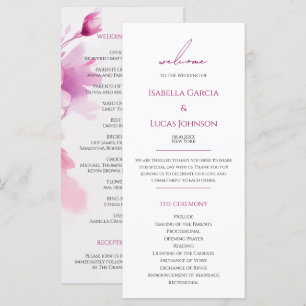 Watercolor Pink Floral Wedding Program