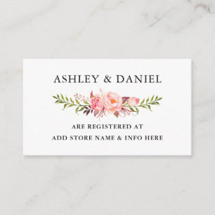 Watercolor Pink Floral Wedding Registry Enclosure Card