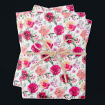 Watercolor Pink Floral  Wrapping Paper Sheet<br><div class="desc">Vibrant flowers in shades of pale pink,  hot pink,  fuchsia to marsala on a white background,  these sheets of wrapping paper are fun for gift giving for any occasion. MATCHING items in our store.</div>