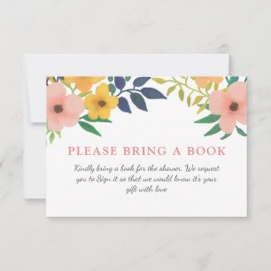 Watercolor Pink Florals   Baby Shower Bring A Book Invitation