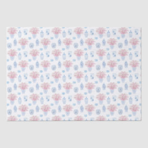 Watercolor Pink Florals Ginger Jar Chinoiserie Tissue Paper