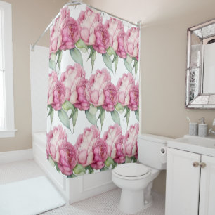 Watercolor pink florals pink peonies pink roses