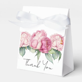 Watercolor pink florals pink peonies pink roses favor box