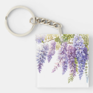 Watercolor pink florals pink peonies pink roses keychain