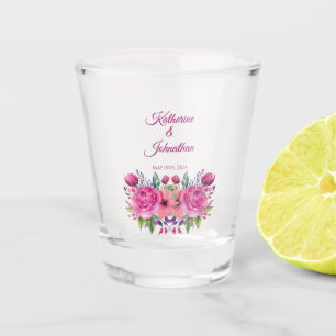 Watercolor Pink Flower Bouquet-Money/shot Dance- Shot Glass