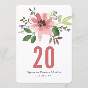 Watercolor Pink Flower Burst Table Number