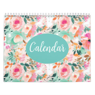 Watercolor Pink Flower Calendar