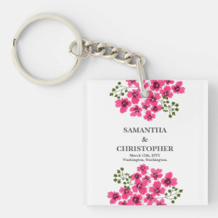 Watercolor Pink Flowers-53431 Keychain