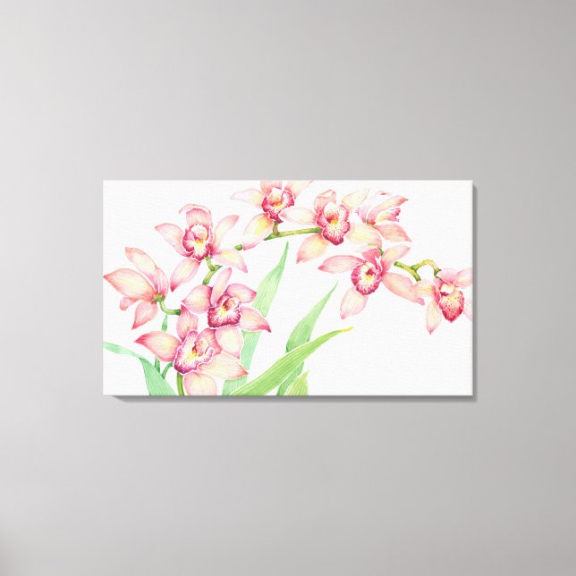 Watercolor Pink Flowers Canvas Print (Front)