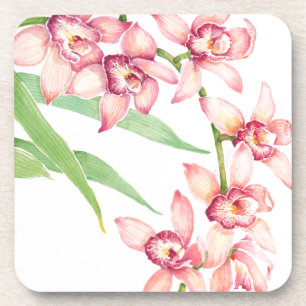 Watercolor Pink Flowers Coaster