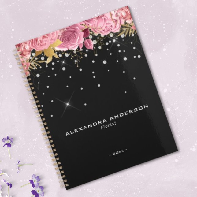 Watercolor Pink Flowers Floral Diamond Glitter (Watercolor Pink Flowers Floral Diamond Glitter Planner)