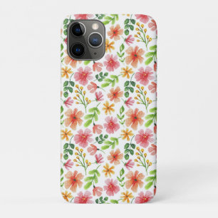 Watercolor Pink Flowers Pattern iPhone 11 Pro Case