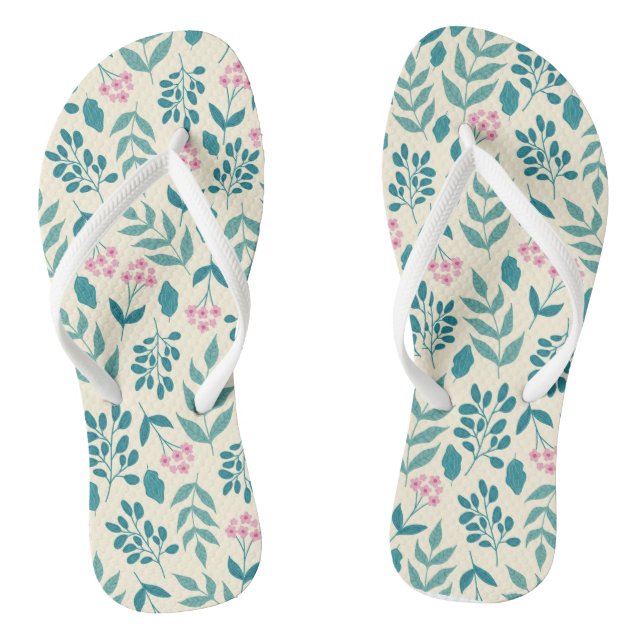 watercolor pink flowers pattern cool women gift flip flops (Footbed)