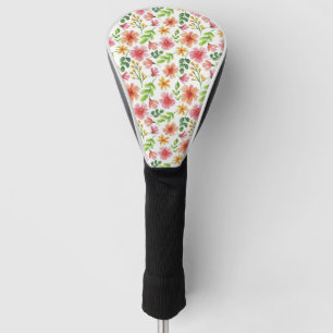 Watercolor Pink Flowers Pattern Golf Head Cover