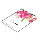 Watercolor Pink Flowers Posy Personalized Notebook