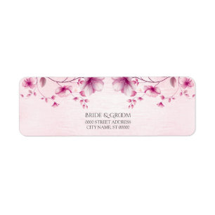 Watercolor Pink Flowers Return Address Label