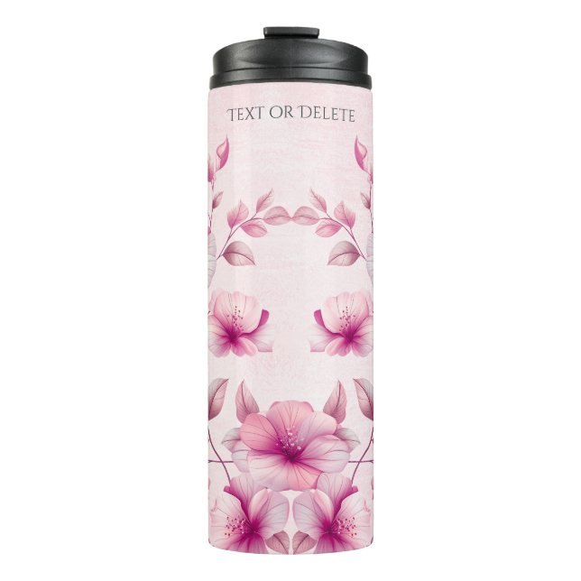 Watercolor Pink Flowers Thermal Tumbler (Front)