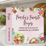 Watercolor Pink Food Dishes Favourite Chef Recipes Binder<br><div class="desc">Make a special personalized gift to a chef in your life,  would make a great gift for Mother's day or Birthday,  watercolor design with a pastel pink background and healthy food dishes,  all text is customizable to your own.</div>