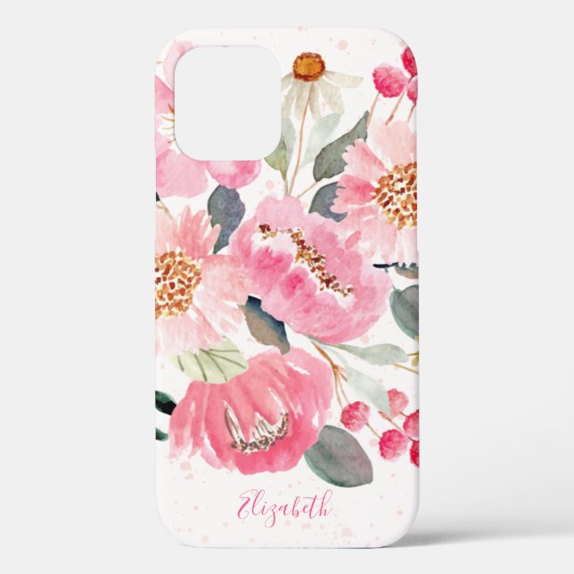 Watercolor Pink Garden Flowers Case-Mate iPhone Case (Back)