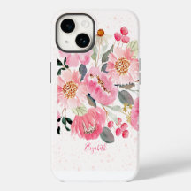 Watercolor Pink Garden Flowers