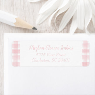 Watercolor Pink Gingham Return Address
