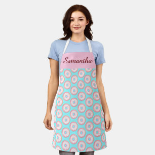 Watercolor Pink Glazed Sprinkle Doughnuts Apron