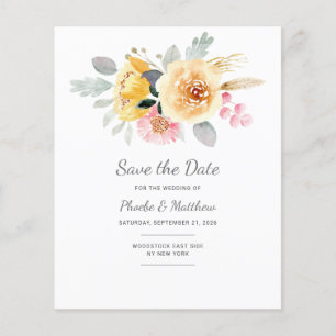 Watercolor Pink Gold Floral Modern Botanical