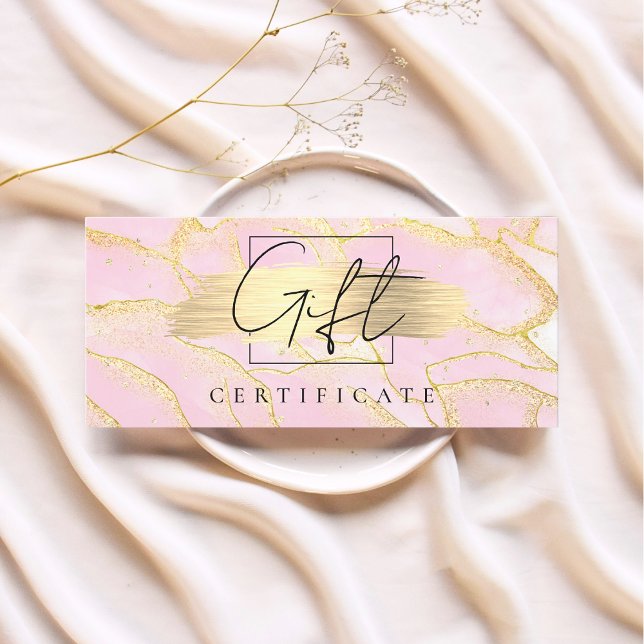 Watercolor Pink Gold Foil Gift Certificate Voucher (Creator Uploaded)