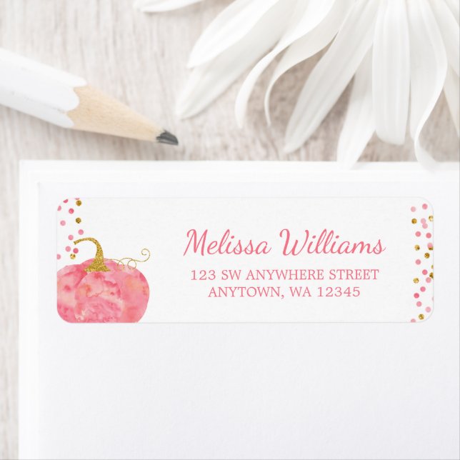 Watercolor Pink Gold Pumpkin Glitter Fall (Insitu)