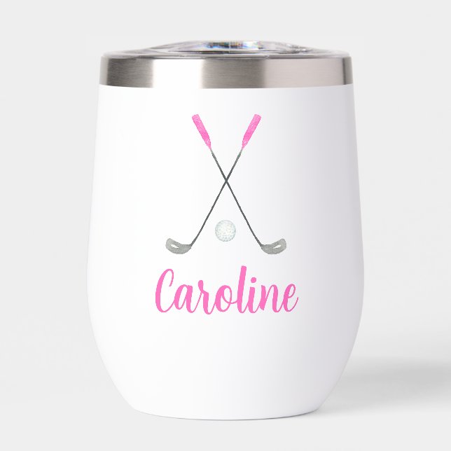 Watercolor Pink Golf Clubs Personalized (Front)