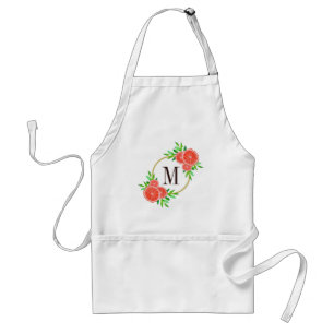Watercolor Pink Grapefruit Citrus Fruit Monogram Standard Apron