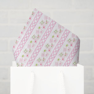 Watercolor Pink & Green Bow Mahjong Tissue Paper