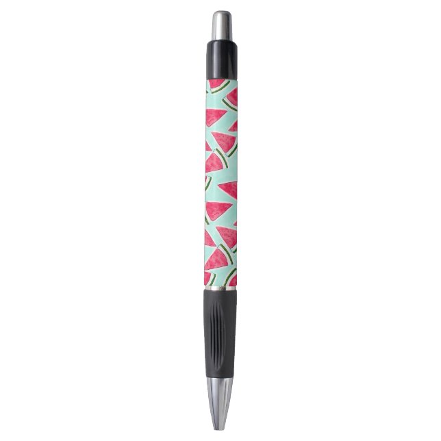 Watercolor Pink Green Watermelon Triangles Pen (Front Vertical)