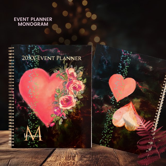 Watercolor Pink Heart Floral Event (Watercolor Pink Heart Floral Event Planner)