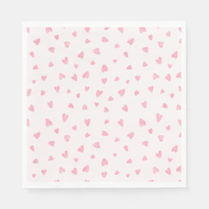 Watercolor pink hearts napkin