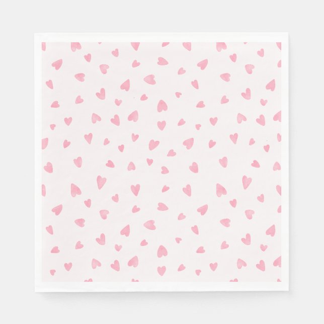 Watercolor pink hearts napkin (Front)