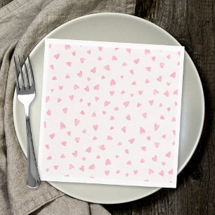 Watercolor pink hearts napkin