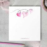 Watercolor Pink Hearts Valentines Day Gifts Notepad<br><div class="desc">Spread love with these cute Valentine’s Day thank you notepads, perfect for Valentine’s Day 2025! Featuring watercolor pink hearts and customizable with your name or monogram, these personalized notepads make charming Valentines Day gifts and thoughtful hearts thank you gifts. Ideal for party favors, gifts for kids, or anyone who loves...</div>