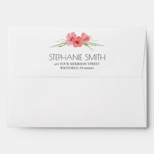 Watercolor Pink Hibiscus Floral Envelope