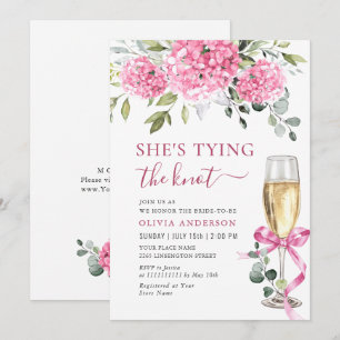 Watercolor Pink Hydrangea Bridal Shower Invitation