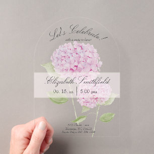 Watercolor Pink Hydrangea Invitation