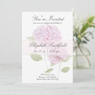 Watercolor Pink Hydrangea Invitation