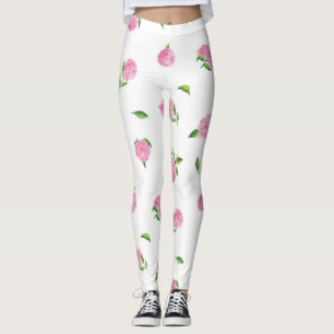 Watercolor Pink Hydrangeas Leggings