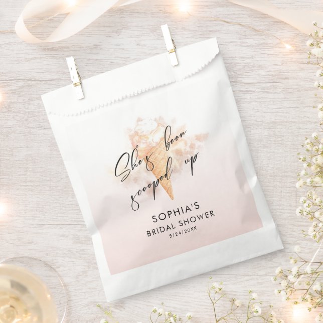 Watercolor Pink Ice Cream Bridal Shower  Favour Bag (Clipped)