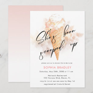 Watercolor Pink Ice Cream Bridal Shower Invitation