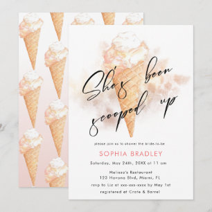 Watercolor Pink Ice Cream Bridal Shower Invitation