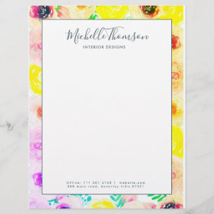 Watercolor Pink Indigo Quotation Letterhead