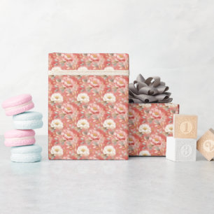 Watercolor Pink & Ivory Floral  Wrapping Paper