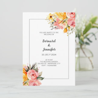 Watercolor Pink Lemonade Wedding Invitation