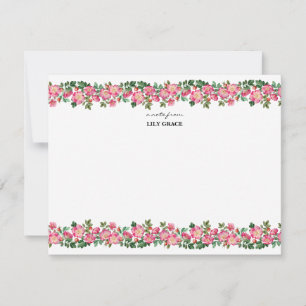 Watercolor Pink Lily Floral Wildflower Thank You  Card
